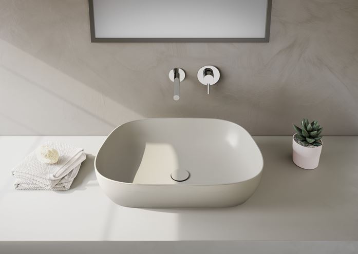 VITRA OUTLINE umývadlová misa 61,5 cm, bez prepadu, VitrAhygiene, matná béžová 5993B420-0016 Obrázek - fotka