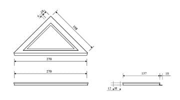 UNIDRAIN HIGHLINE 2911 plný rošt s rámčekom 270x198 mm, kartáčovaná nerez oceľ 2911.0210 Technický nákres