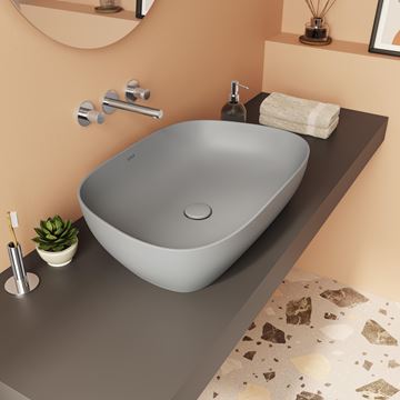 VITRA OUTLINE umývadlová misa 61,5 cm, bez prepadu, VitrAhygiene, matná šedá 5993B476-0016 Obrázek - fotka
