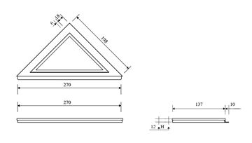 UNIDRAIN HIGHLINE 2911 plný rošt s rámčekom 270x198 mm, kartáčovaná nerez oceľ 2911.0212 Technický nákres