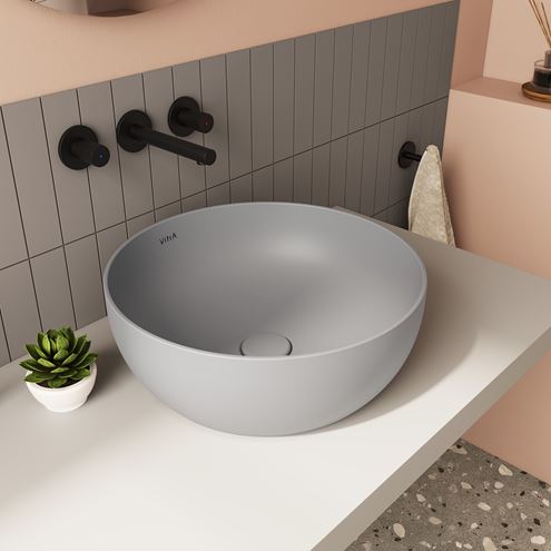 VITRA OUTLINE umývadlová misa 40 cm, bez prepadu, VitrAhygiene, matná šedá 5992B476-0016 Obrázek - fotka