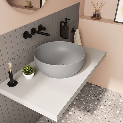 VITRA OUTLINE umývadlová misa 40 cm, bez prepadu, VitrAhygiene, matná šedá 5992B476-0016 Obrázek - fotka