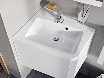 RAVAK 10° umývadlo rohové 65 cm, s otvorom pre batériu a prepadom, liaty mramor XJIL1165000 Obrázek - fotka