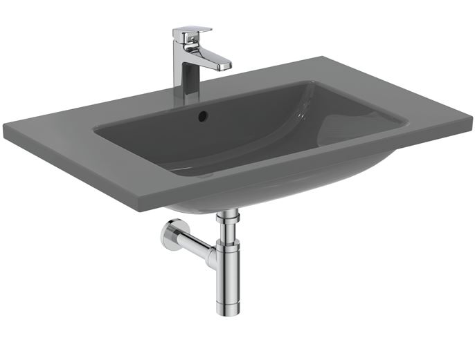 IDEAL STANDARD I.LIFE B umývadlo 81 cm, s otvorom pre batériu a prepadom, lesklá šedá T460458 Obrázek - fotka