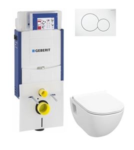 JIKA MIO-N závesné WC s montážnym prvkom KOMBIFIX, Rimless splachovanie, sedátko, biele tlačidlo