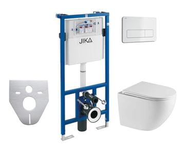 BASIC PRE závesné WC s montážnym prvkom Jika modul, Tornado Flush splachovanie, SoftClose sedadlo, biele tlačidlo