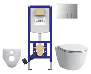 LAUFEN PRE závesné WC s montážnym prvkom Laufen Ineo CW102, Rimless splachovanie, SoftClose sedátko, chrómové tlačidlo