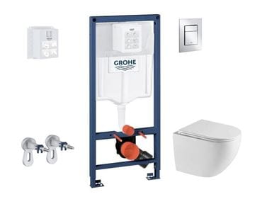 BASIC PRE závesné WC s montážnym prvkom Grohe Rapid SL, Tornado Flush splachovanie, SoftClose sedadlo, chrómové tlačidlo