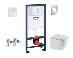BASIC PRE závesné WC s montážnym prvkom Grohe Rapid SL, Tornado Flush splachovanie, SoftClose sedátko, chrómové tlačidlo