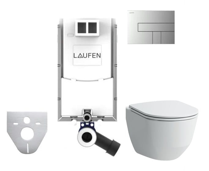 LAUFEN PRE závesné WC s montážnym prvkom Laufen Ineo TW102, Rimless splachovanie, SoftClose sedátko, chrómové tlačidlo