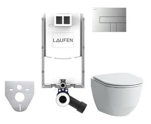 LAUFEN PRE závesné WC s montážnym prvkom Laufen Ineo TW102, Rimless splachovanie, SoftClose sedátko, chrómové tlačidlo