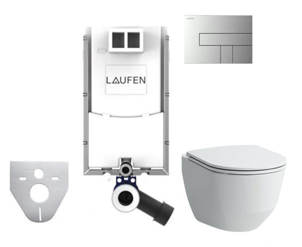 LAUFEN PRE závesné WC s montážnym prvkom Laufen Ineo TW102, Rimless splachovanie, SoftClose sedátko, chrómové tlačidlo PT2.LAKF-RSC.CR.38 Obrázek - Hlavní obrázek