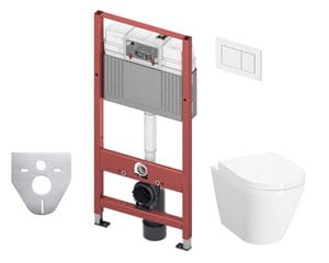 VITRA INTEGRA závesné WC s montážnym prvkom TECEbase, Rim-ex splachovanie, SoftClose sedátko, biele tlačidlo 