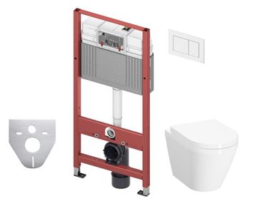 VITRA INTEGRA závesné WC s montážnym prvkom TECEbase, Rim-ex splachovanie, SoftClose sedadlo, biele tlačidlo 