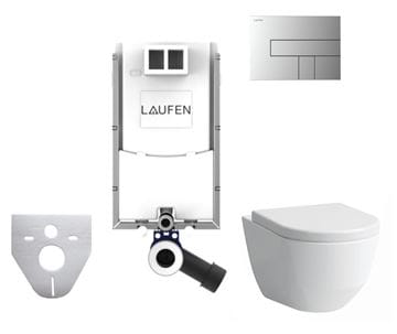 LAUFEN PRE závesné WC s montážnym prvkom Laufen Ineo TW102, SoftClose sedadlo, chrómové tlačidlo