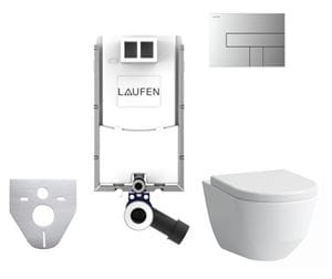 LAUFEN PRE závesné WC s montážnym prvkom Laufen Ineo TW102, SoftClose sedátko, chrómové tlačidlo