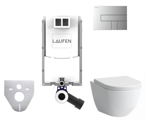 LAUFEN PRE závesné WC s montážnym prvkom Laufen Ineo TW102, SoftClose sedátko, chrómové tlačidlo PT2.LAKF-SC.CR.36 Obrázek - Hlavní obrázek