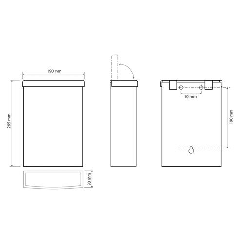 BEMETA odpadkový kôš 5 l, závesný 105115055 Technický nákres