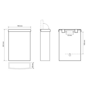 BEMETA odpadkový kôš 5 l, závesný 105115055 Technický nákres