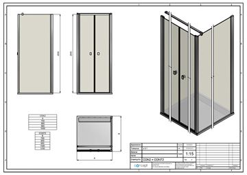 CONCEPT 200 CONT2 bočná stena 120x200 cm, aluchróm/číre sklo CONT21205007 Technický nákres