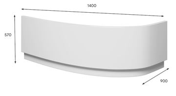 RIHO ARYL140 R čelný panel k vani 140x57 cm, pravý 209269 Technický nákres