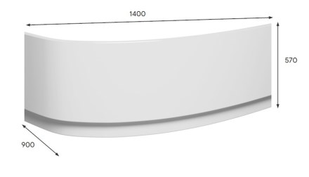 RIHO ARYL 140 L čelný panel k vani 140x57 cm, ľavý  209270 Technický nákres