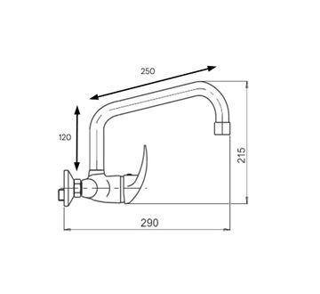 NOVASERVIS výtokové ramienko 250 mm, chróm RAM1174,0 Technický nákres