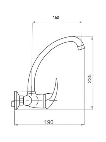 NOVASERVIS výtokové ramienko 160 mm, chróm RAM1274,0 Technický nákres