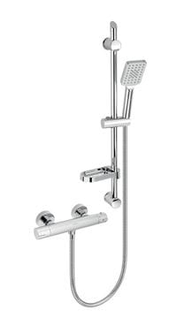 NOVASERVIS METALIA 54 sprchový set s termostatickou batériou, ručná sprcha s 3 prúdmi, tyč, hadica, ECO, chróm