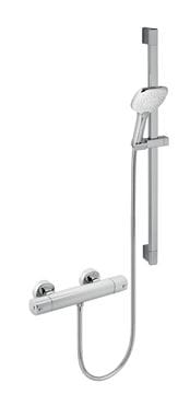NOVASERVIS METALIA 58 sprchový set s termostatickou batériou, ručná sprcha s 3 prúdmi, tyč, hadica, ECO, chróm