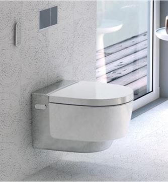 GEBERIT AQUACLEAN MERA COMFORT závesné WC s bidetovým sedátkom, SoftClosing, TurboFlush, KeraTect, biela/chróm 146.210.21.1 Obrázek - fotka