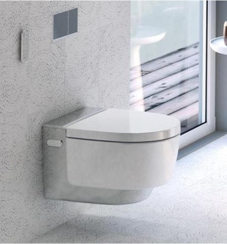 GEBERIT AQUACLEAN MERA COMFORT závesné WC s bidetovým sedátkom, SoftClosing, TurboFlush, KeraTect, biela/chróm 146.210.21.1 Obrázek - fotka