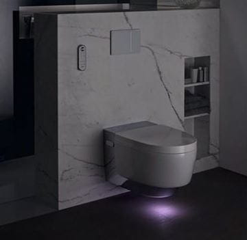GEBERIT AQUACLEAN MERA COMFORT závesné WC s bidetovým sedátkom, SoftClosing, TurboFlush, KeraTect, biela/chróm 146.210.21.1 Obrázek - fotka