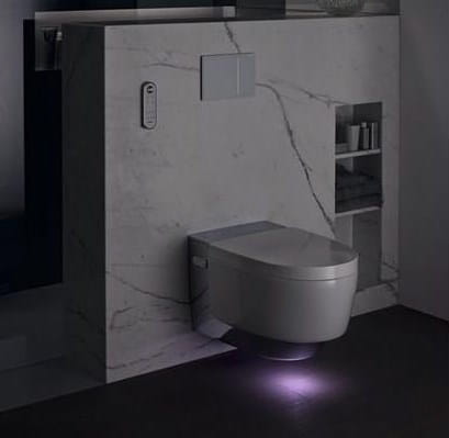 GEBERIT AQUACLEAN MERA COMFORT závesné WC s bidetovým sedátkom, SoftClosing, TurboFlush, KeraTect, biela/chróm 146.210.21.1 Obrázek - fotka