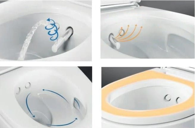 GEBERIT AQUACLEAN MERA COMFORT závesné WC s bidetovým sedátkom, SoftClosing, TurboFlush, KeraTect, biela/chróm 146.210.21.1 Obrázek - fotka