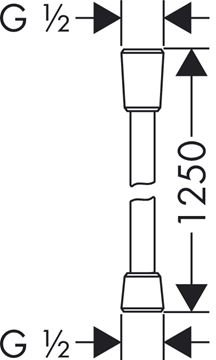 HANSGROHE ISIFLEX sprchová hadica 1250 mm, hladká, s ochranou proti prekrúteniu a zlomeniu, plast, kartáčovaný bronz 28272140 Technický nákres