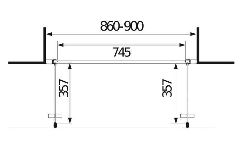 JIKA LYRA PLUS sprchové dvere 90x190 cm, lietacie, biela/sklo matné stripy H2563820006651 Technický nákres