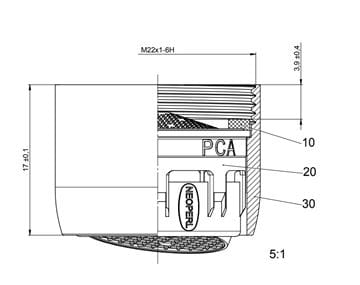 CONCEPT SSR PCA perlátor M22x1, vnútorný závit, ECO, chróm 02806094 Technický nákres