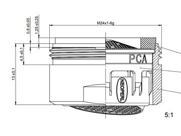 CONCEPT SSR PCA perlátor M24x1, vonkajší závit, ECO, chróm 02806494 Technický nákres