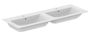 IDEAL STANDARD CONNECT AIR dvojumývadlo 124 cm, s 2 otvormi pre batérie a prepadom