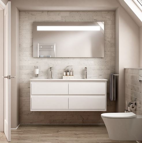 IDEAL STANDARD CONNECT AIR dvojumývadlo 124 cm, s 2 otvormi pre batérie a prepadom E027301 Obrázek - fotka