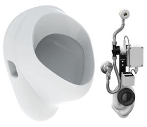 GEBERIT FELIX pisoár s radarovým splachovačom na montážnej lište, Bluetooth, napájanie z batérie