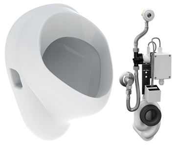 GEBERIT FELIX pisoár s radarovým splachovačom na montážnej lište, Bluetooth, s integrovaným zdrojom