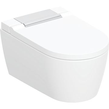 GEBERIT AQUACLEAN SELA závesné WC s bidetovým sedadlom, SoftOpening, TurboFlush, KeraTect, biela/chróm