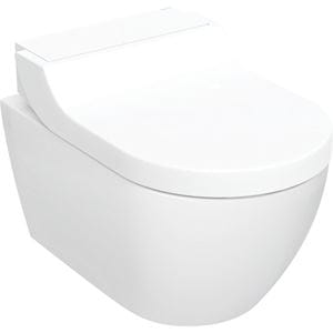 GEBERIT AQUACLEAN TUMA COMFORT závesné WC s bidetovým sedadlom, SoftOpening, Rimless, KeraTect, biela/biele sklo