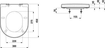 LAUFEN PRE WC sedadlo, SoftClose H8919513000031 Technický nákres