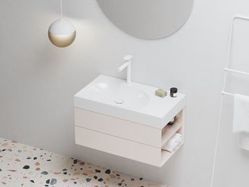 RAVAK LITE umývadlo 80 cm, s otvorom pre batériu vľavo, bez prepadu, liaty mramor XJXP1280001 Obrázek - fotka