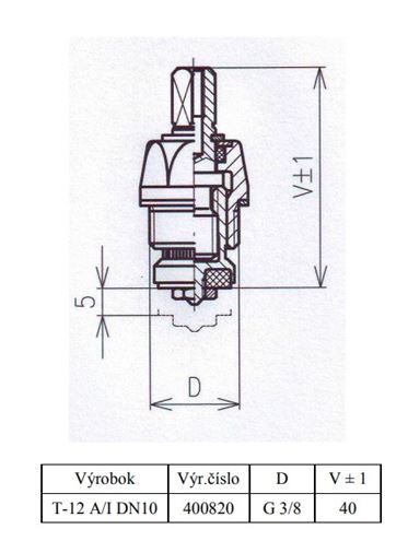 SLOVARM T-12 A/I kartuša 3/8" 400820 Technický nákres