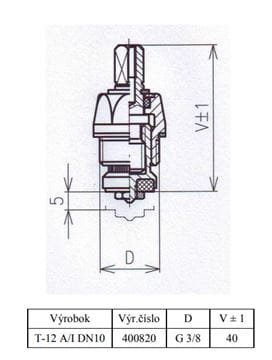 SLOVARM T-12 A/I kartuša 3/8" 400820 Technický nákres