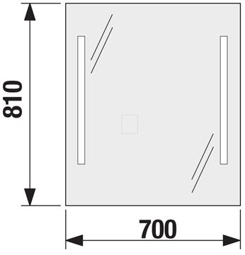JIKA CLEAR zrkadlo 70x81 cm, s osvetlením H4557351731441 Technický nákres